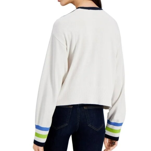 Tommy Hilfiger Womens V Neck Cropped Crop Sweater - Picture 2 of 7